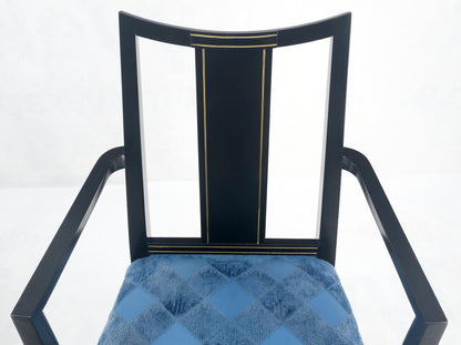 EstablishedLines Black Lacquer Gold Ornament Decorated 6 Chairs 2 Leaves Dining Table Set MINT!
