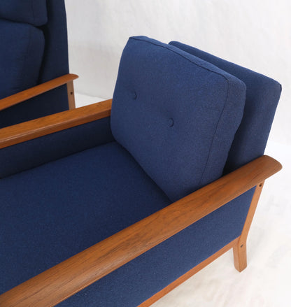 EstablishedLines Danish Mid-Century Modern Teak Frames New Wool Upholstery Lounge Chairs Refinish