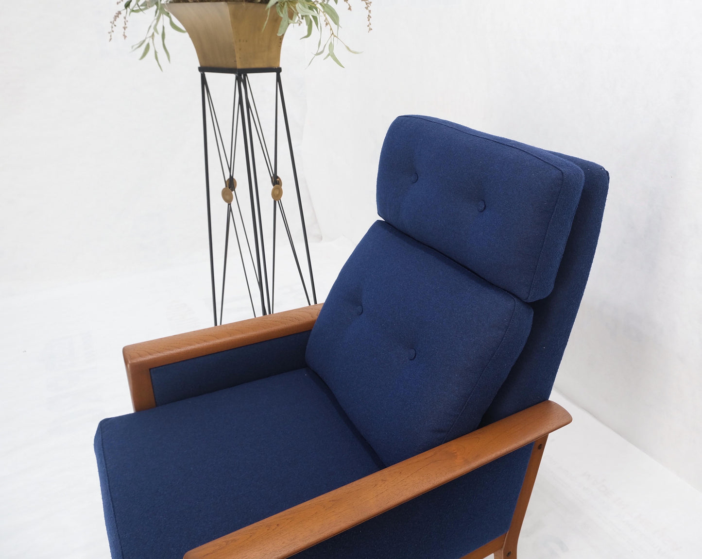 EstablishedLines Danish Mid-Century Modern Teak Frames New Wool Upholstery Lounge Chairs Refinish