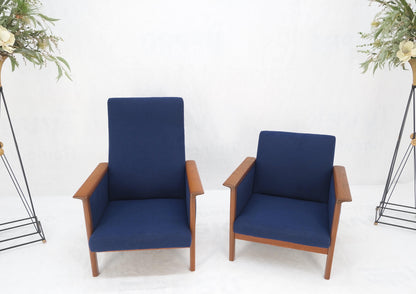 EstablishedLines Danish Mid-Century Modern Teak Frames New Wool Upholstery Lounge Chairs Refinish