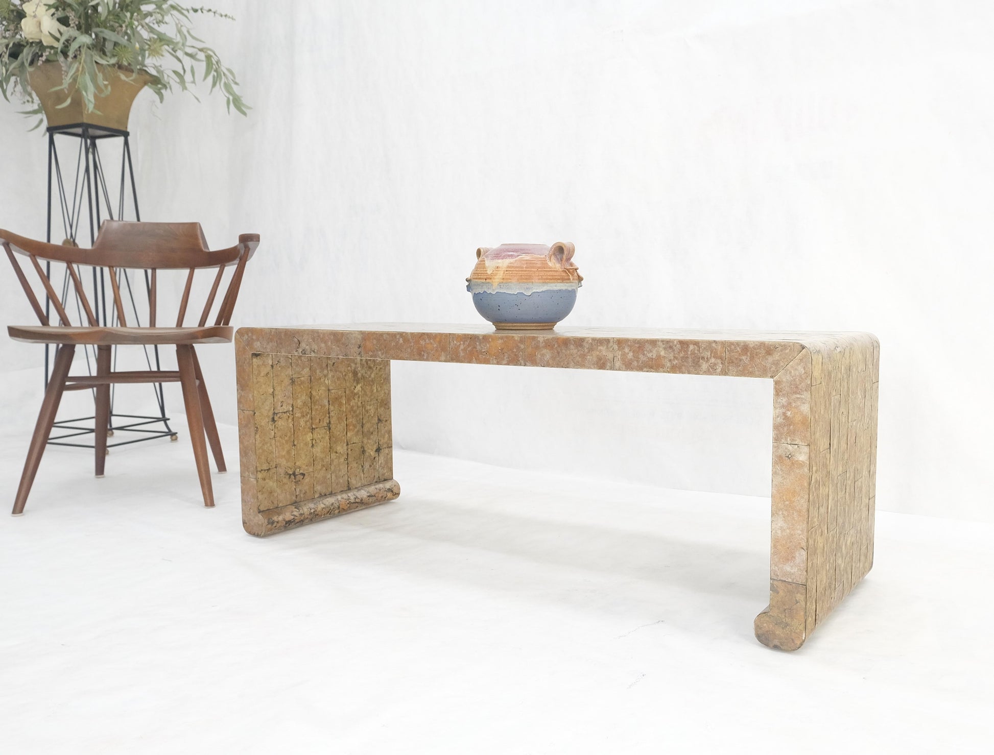 EstablishedLines Waterfall Mica Tiles 4' Long Coffee Table Bench 1970's Mid Century Modern MINT!