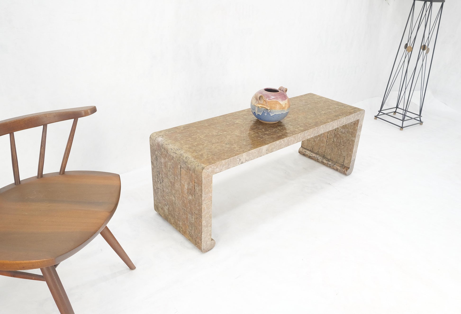 EstablishedLines Waterfall Mica Tiles 4' Long Coffee Table Bench 1970's Mid Century Modern MINT!