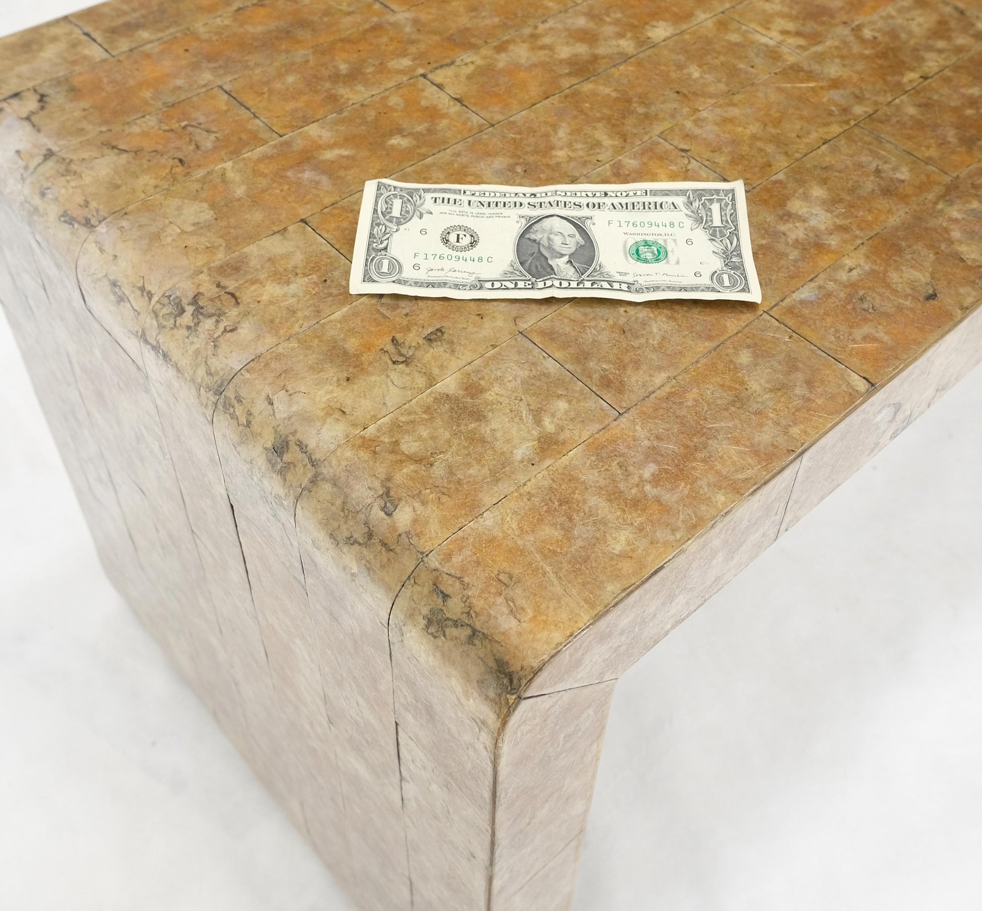 EstablishedLines Waterfall Mica Tiles 4' Long Coffee Table Bench 1970's Mid Century Modern MINT!