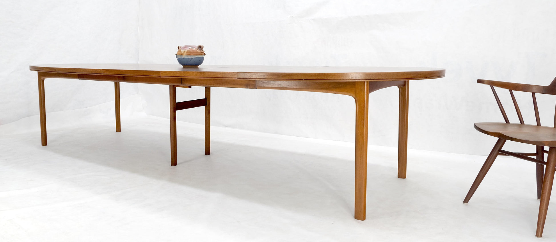 EstablishedLines Dux of Sweden Oval Walnut Danish Dining Table w/ 3Leaves Total 135" in Length