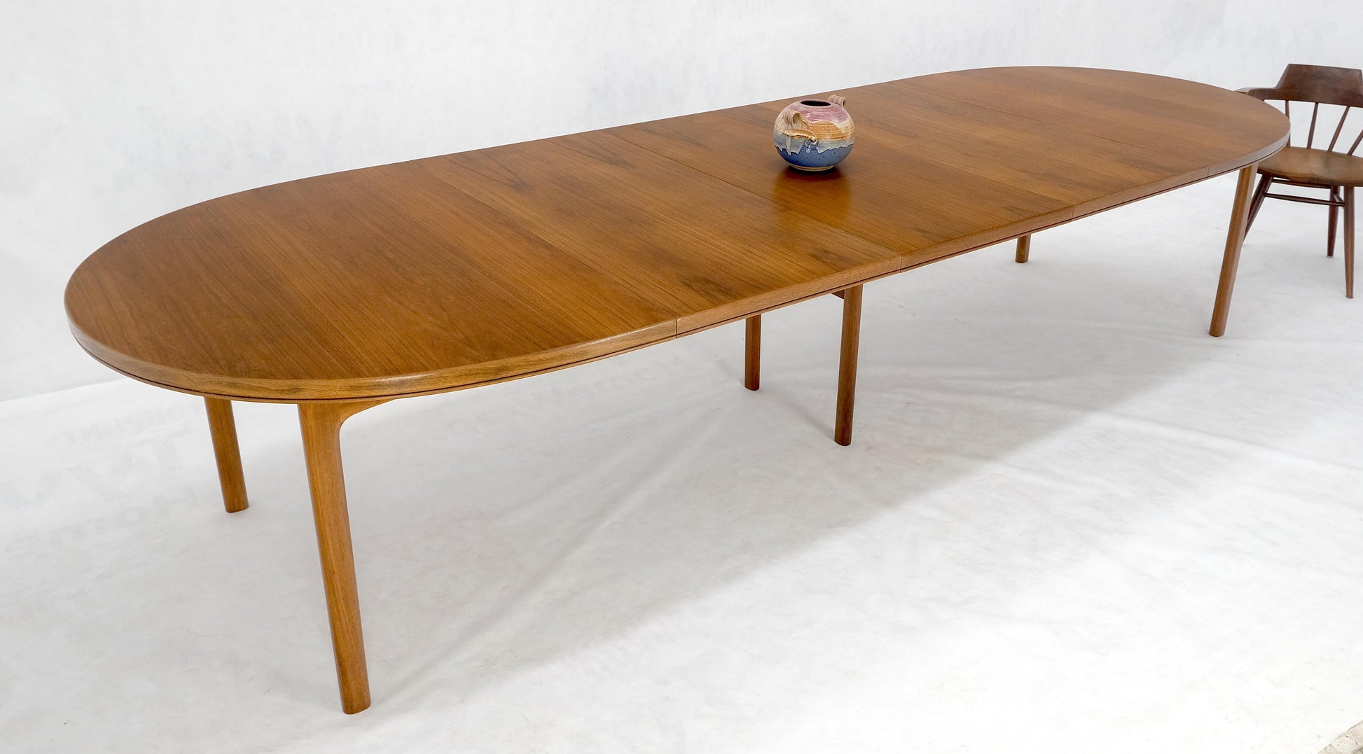 EstablishedLines Dux of Sweden Oval Walnut Danish Dining Table w/ 3Leaves Total 135" in Length