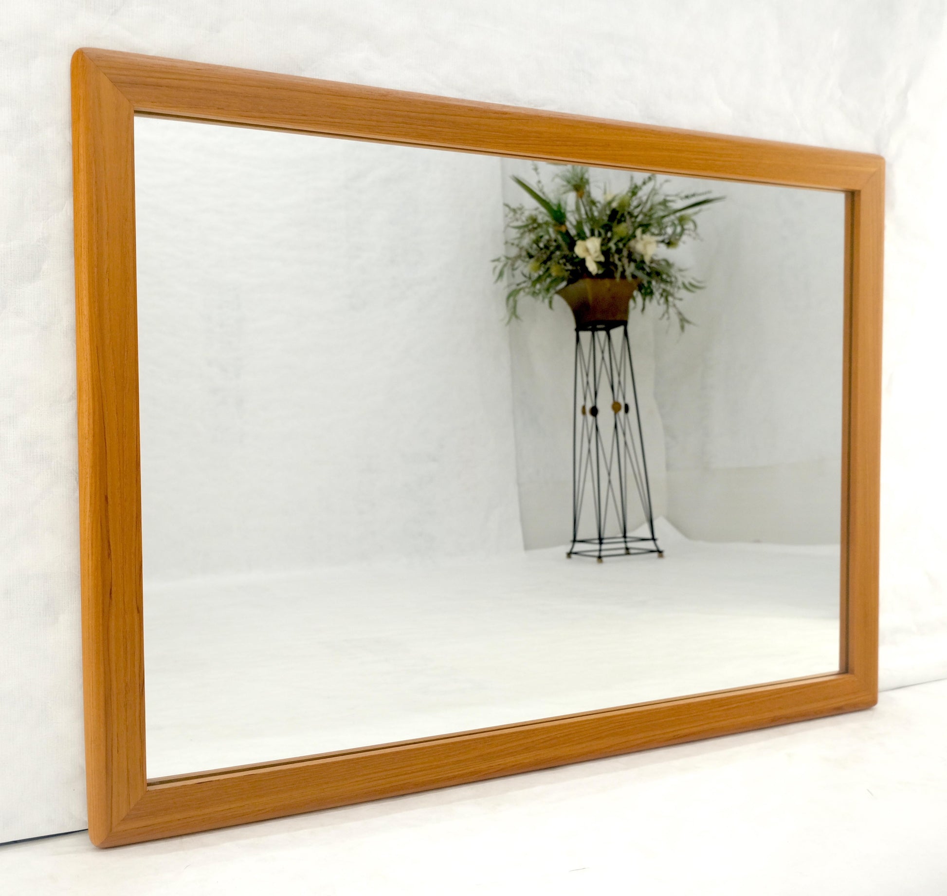 EstablishedLines Solid Teak Frame Danish Mid Century Modern 32x44 Rectangle Wall Mirror Mint!