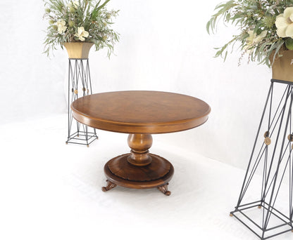 Burl Walnut Wood Top Round Carved Lotus Shape Base Dining Center Table Mint!