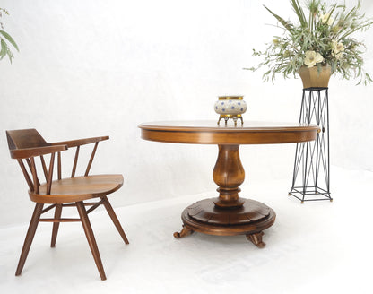 Burl Walnut Wood Top Round Carved Lotus Shape Base Dining Center Table Mint!