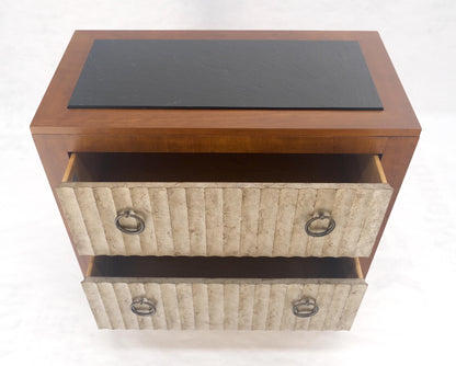 EstablishedLines Baker Slate Top Silver Leaf Scallop Front Two Drawers Night Stand End Table MINT