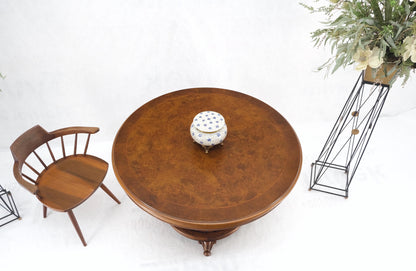 Burl Walnut Wood Top Round Carved Lotus Shape Base Dining Center Table Mint!