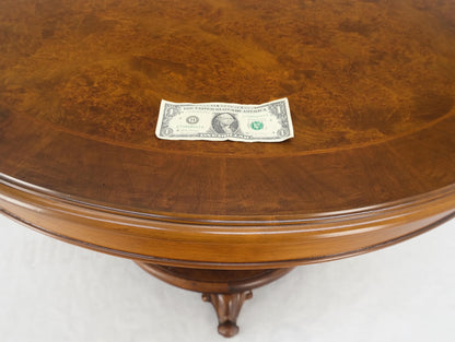 Burl Walnut Wood Top Round Carved Lotus Shape Base Dining Center Table Mint!