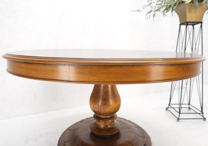Burl Walnut Wood Top Round Carved Lotus Shape Base Dining Center Table Mint!