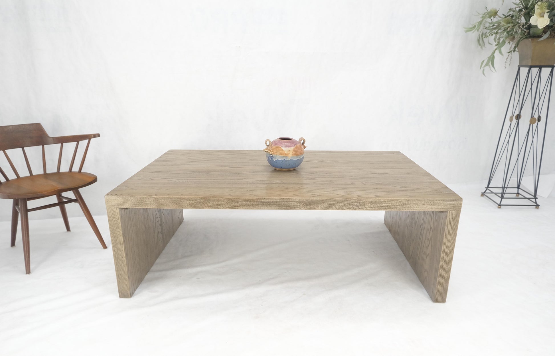 EstablishedLines Large 40x60 Rectangle Cerused White Wash Solid Oak Dovetailed Coffee Table MINT!