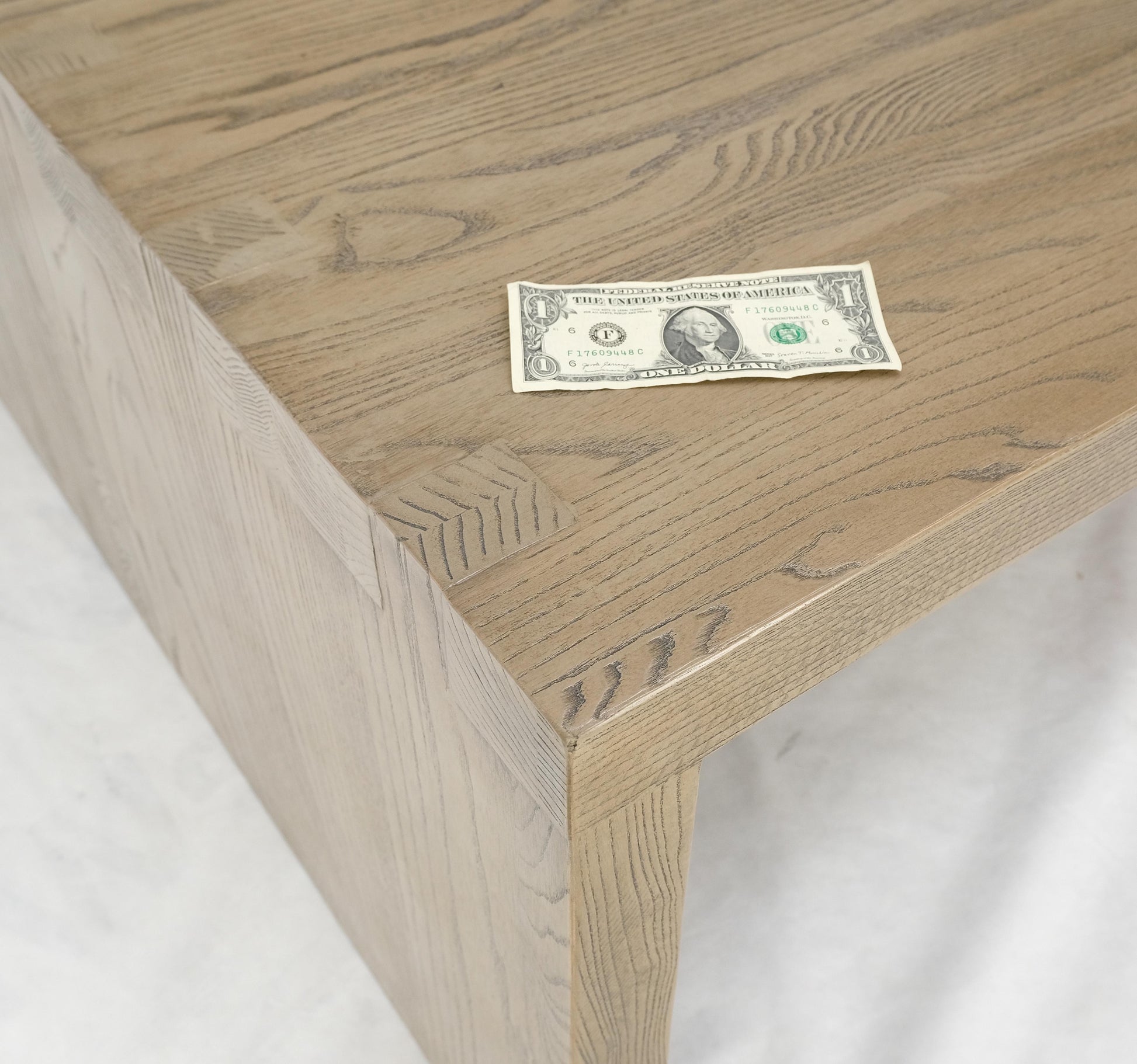EstablishedLines Large 40x60 Rectangle Cerused White Wash Solid Oak Dovetailed Coffee Table MINT!