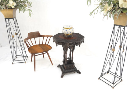 EstablishedLines Very Fine Carved Solid Rosewood Asian Oriental Lamp Occasional Stand Table Mint