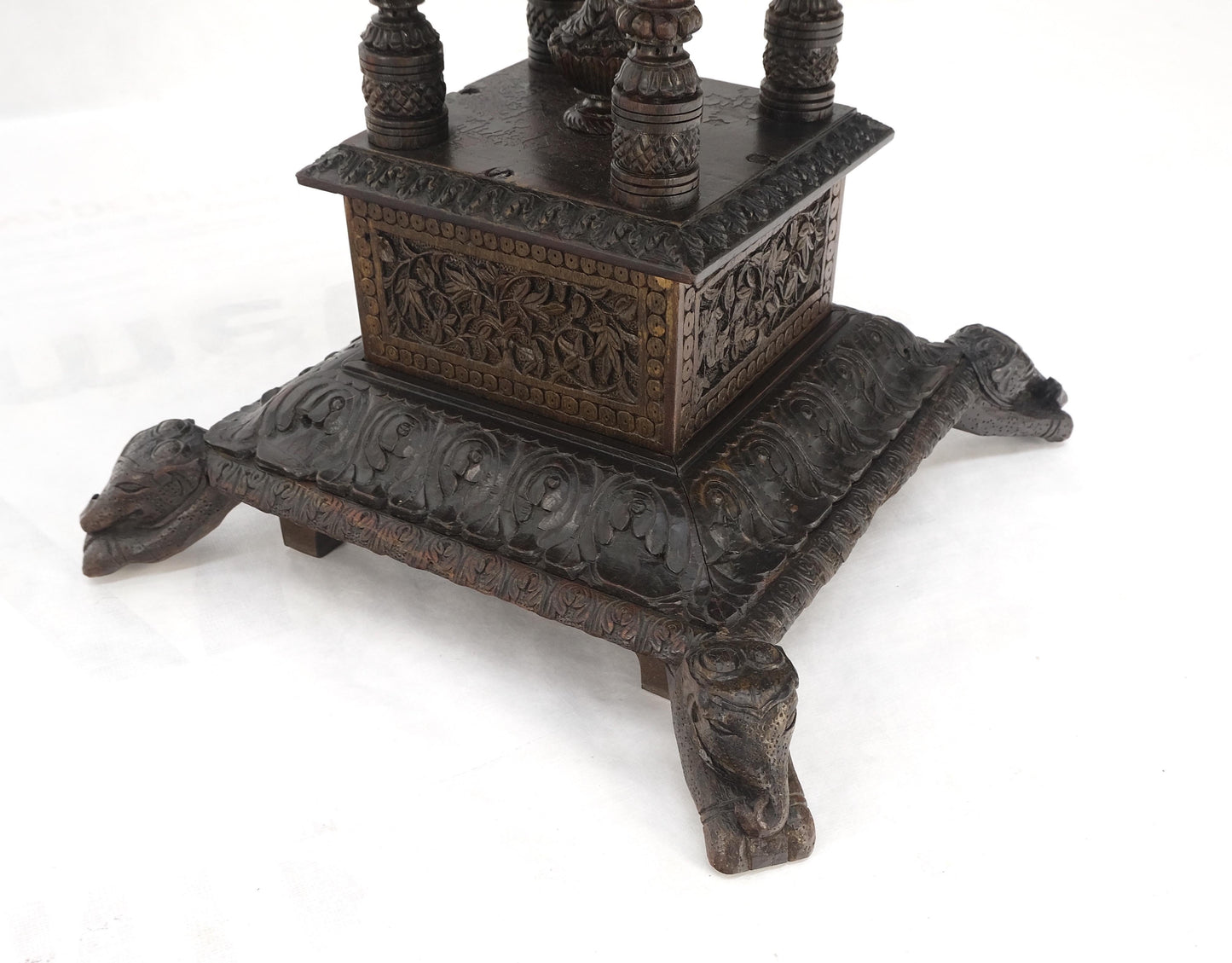 EstablishedLines Very Fine Carved Solid Rosewood Asian Oriental Lamp Occasional Stand Table Mint