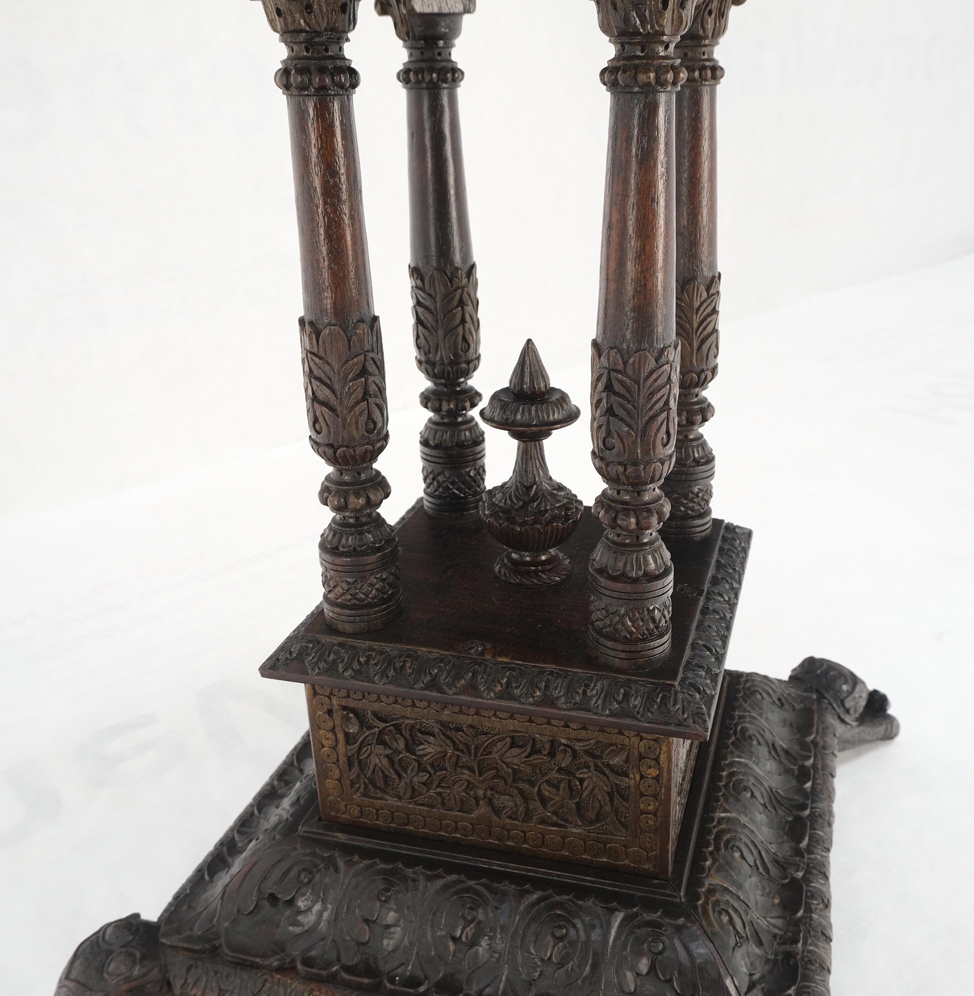 EstablishedLines Very Fine Carved Solid Rosewood Asian Oriental Lamp Occasional Stand Table Mint