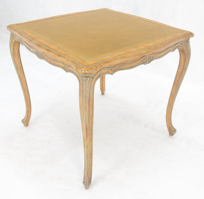 EstablishedLines Beige to Off White Wash Finish Leather Top French Provincial Square Game Table