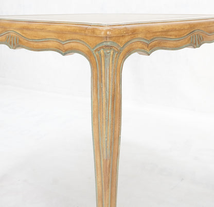 EstablishedLines Beige to Off White Wash Finish Leather Top French Provincial Square Game Table