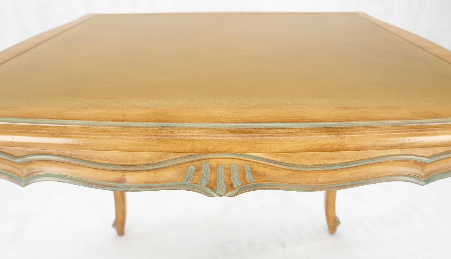 EstablishedLines Beige to Off White Wash Finish Leather Top French Provincial Square Game Table