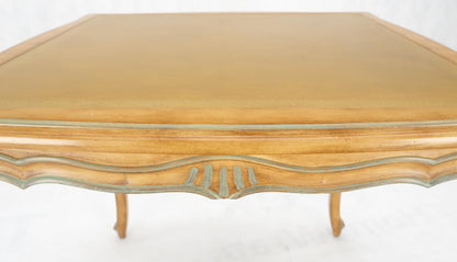 EstablishedLines Beige to Off White Wash Finish Leather Top French Provincial Square Game Table