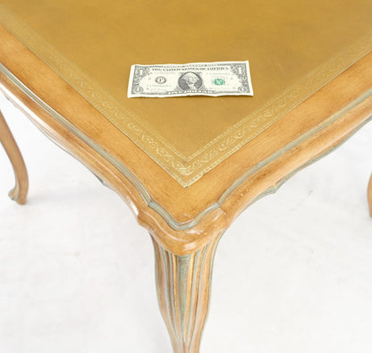 EstablishedLines Beige to Off White Wash Finish Leather Top French Provincial Square Game Table