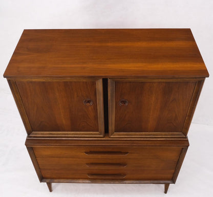 EstablishedLines Light Medium Walnut Gentleman's High Chest Dresser Cabinet Mid-Century Modern