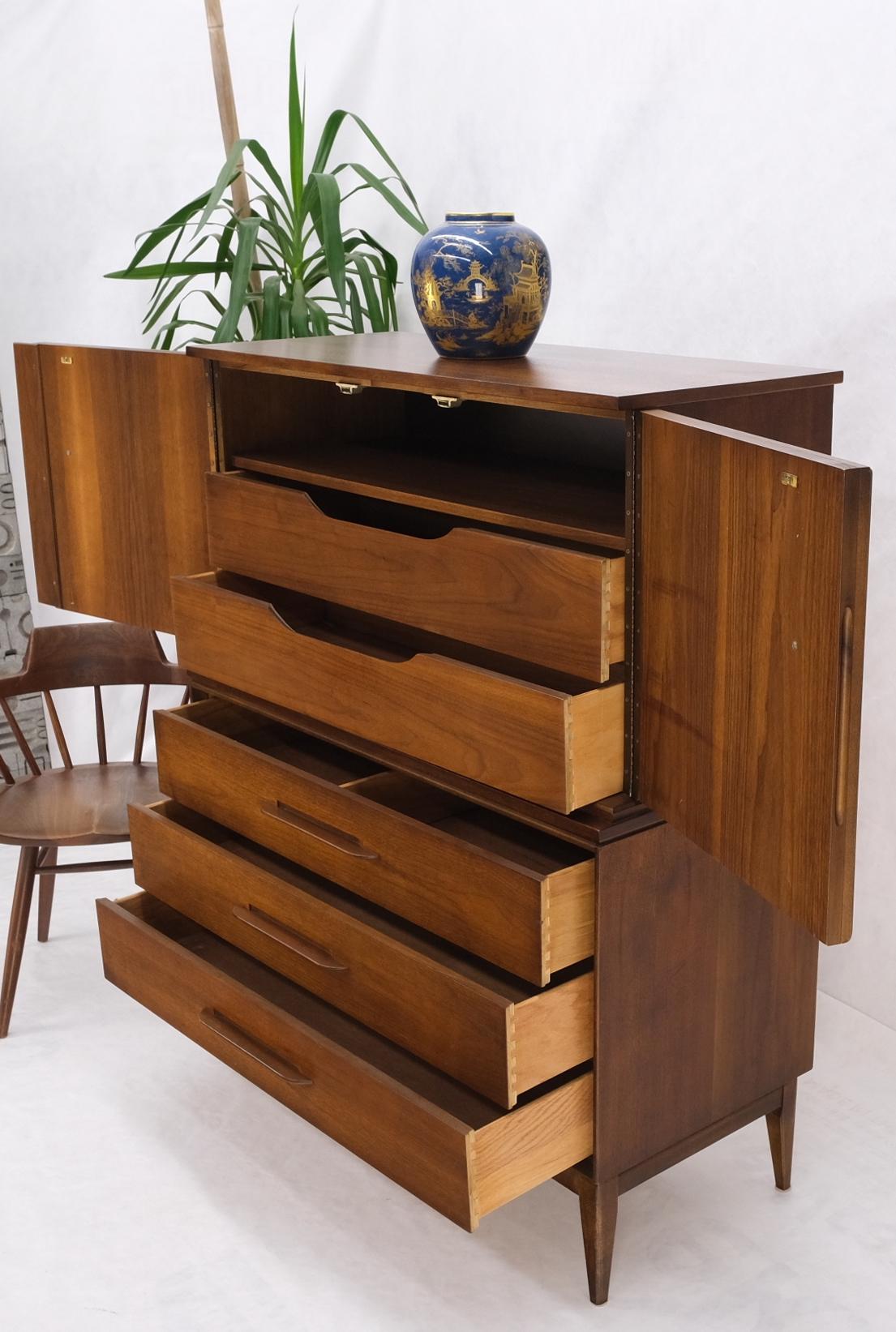 EstablishedLines Light Medium Walnut Gentleman's High Chest Dresser Cabinet Mid-Century Modern