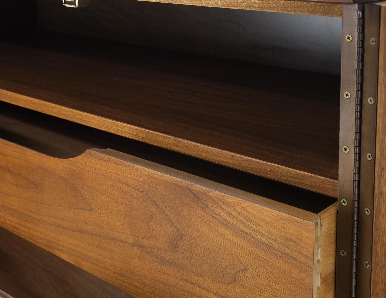 EstablishedLines Light Medium Walnut Gentleman's High Chest Dresser Cabinet Mid-Century Modern