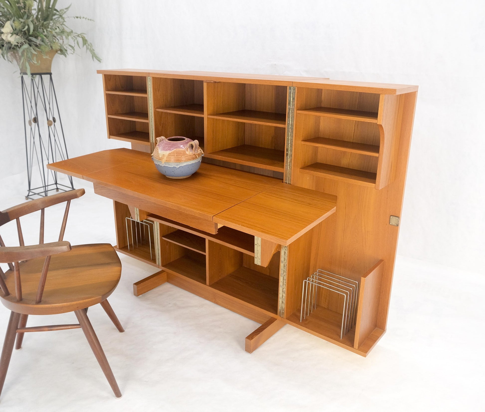 EstablishedLines Danish Mid Century Teak Box Wooton Folding Desk Writing Table File Cabinet MINT!