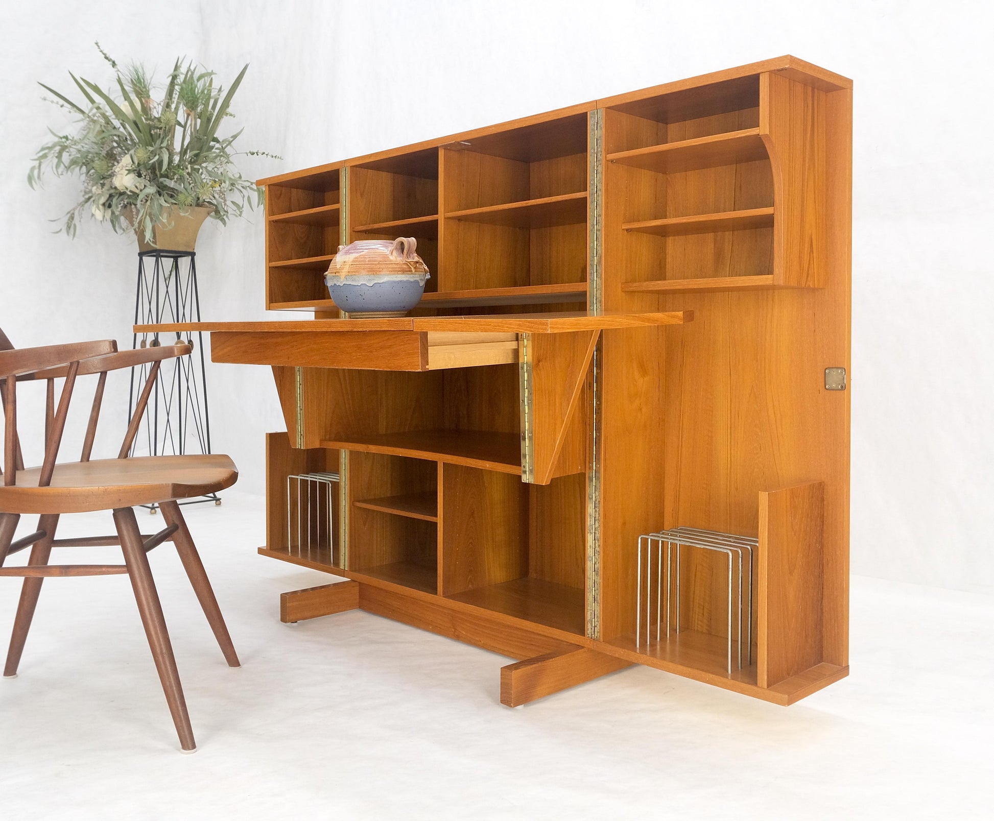 EstablishedLines Danish Mid Century Teak Box Wooton Folding Desk Writing Table File Cabinet MINT!