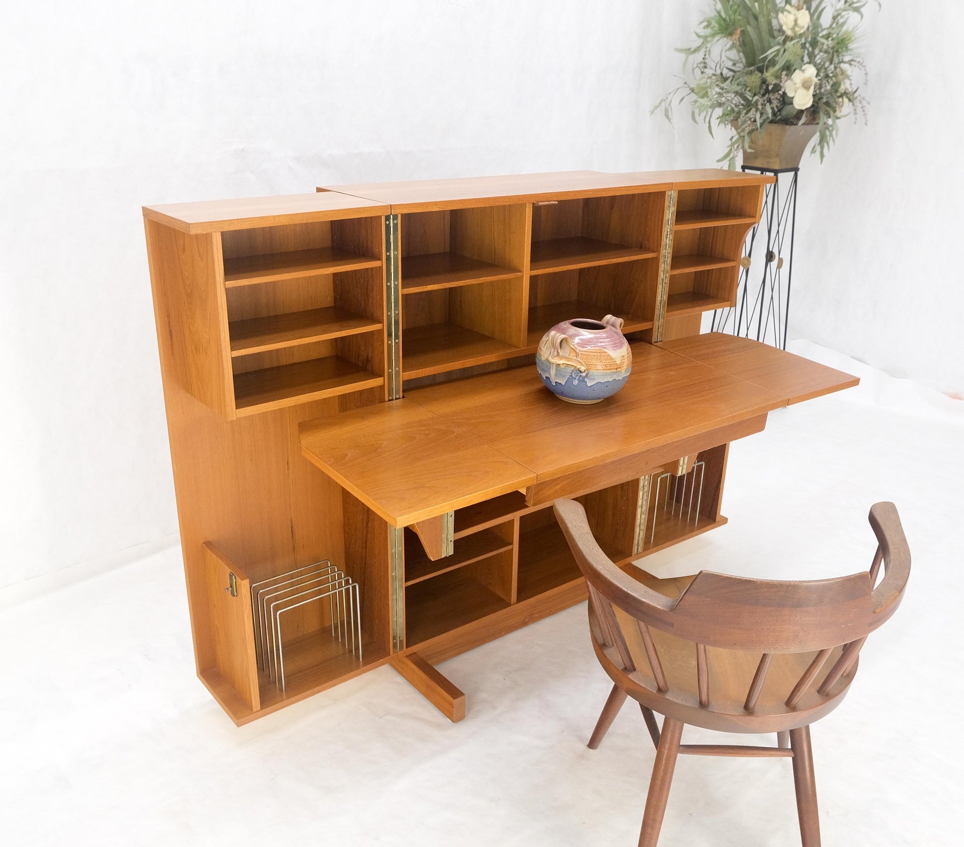 EstablishedLines Danish Mid Century Teak Box Wooton Folding Desk Writing Table File Cabinet MINT!