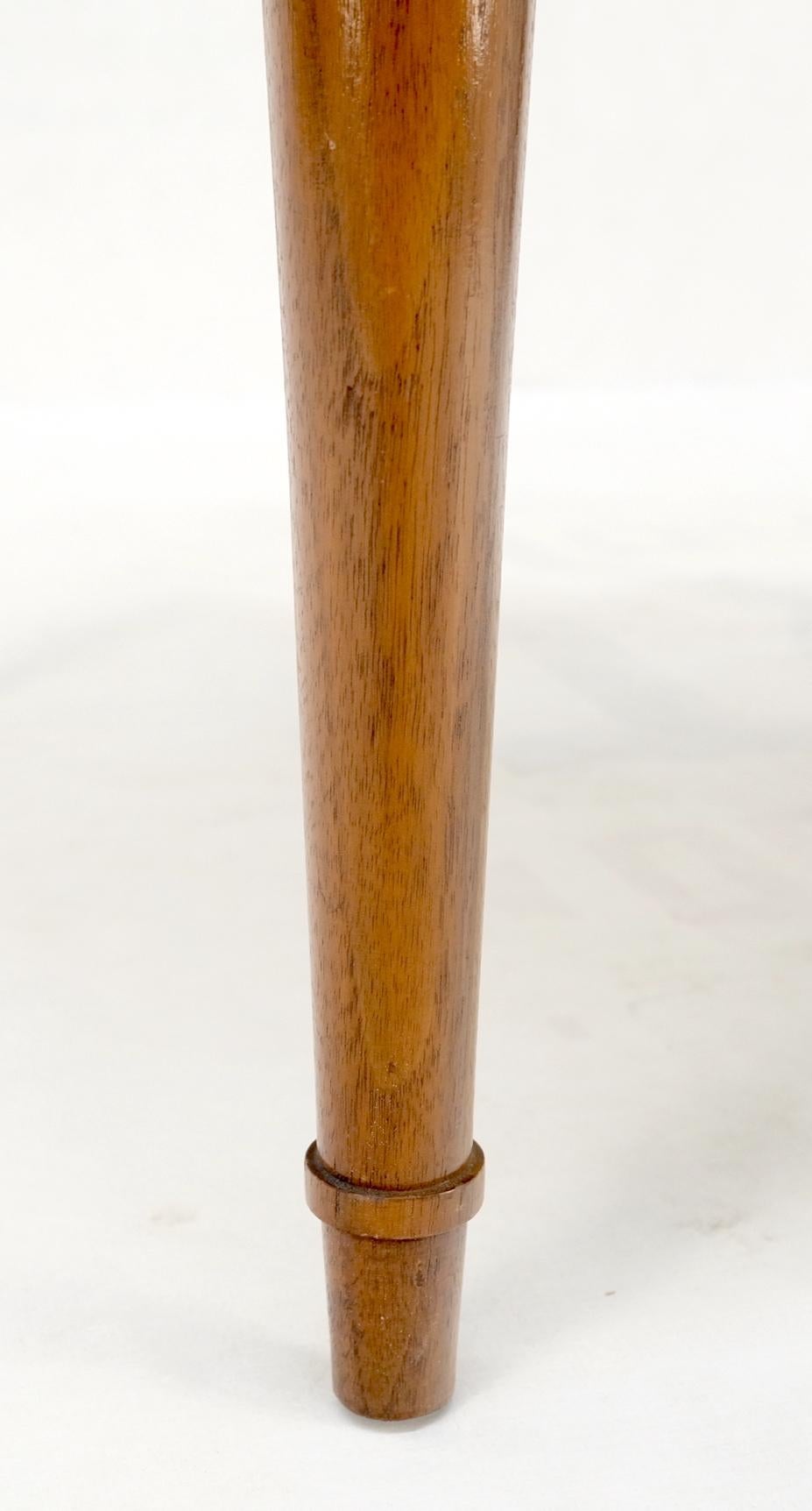 EstablishedLines Pierced Caved Ornament Round Walnut Banded Mid-Century Modern Side End Table