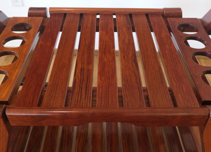 EstablishedLines Tricomfort Solid Rosewood Large Wheel Outdoor Indoor Serving Cart Made in France