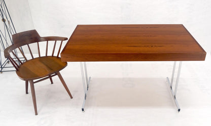 EstablishedLines Danish Mid Century Modern Teak Top Chrome Legs Folding Desk Mint