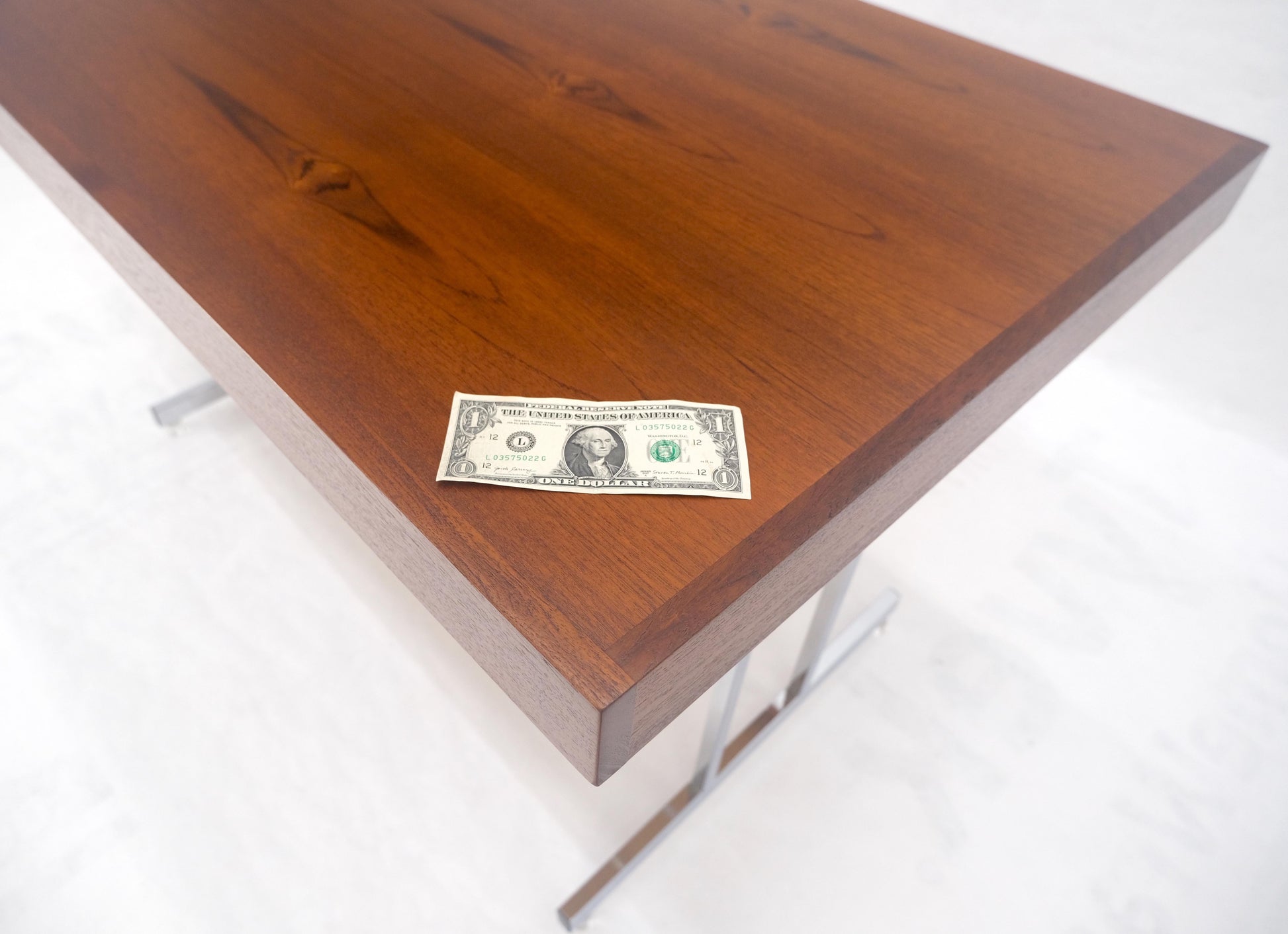 EstablishedLines Danish Mid Century Modern Teak Top Chrome Legs Folding Desk Mint