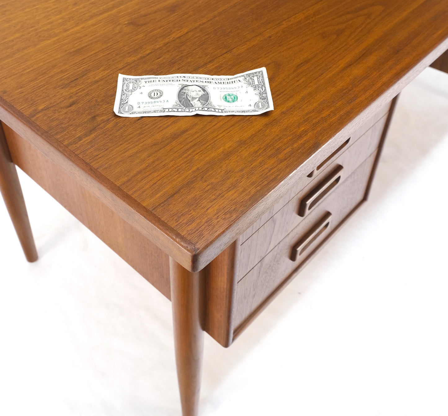 Danish Mid-Century Modern Floating Teak Desk Bookcase File Drawer Key Mint!