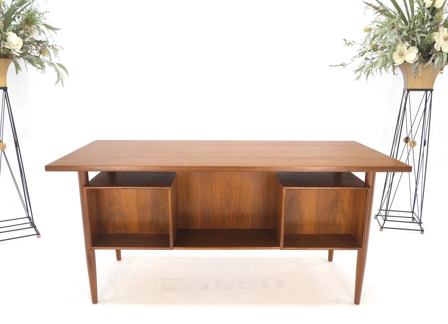 Danish Mid-Century Modern Floating Teak Desk Bookcase File Drawer Key Mint!