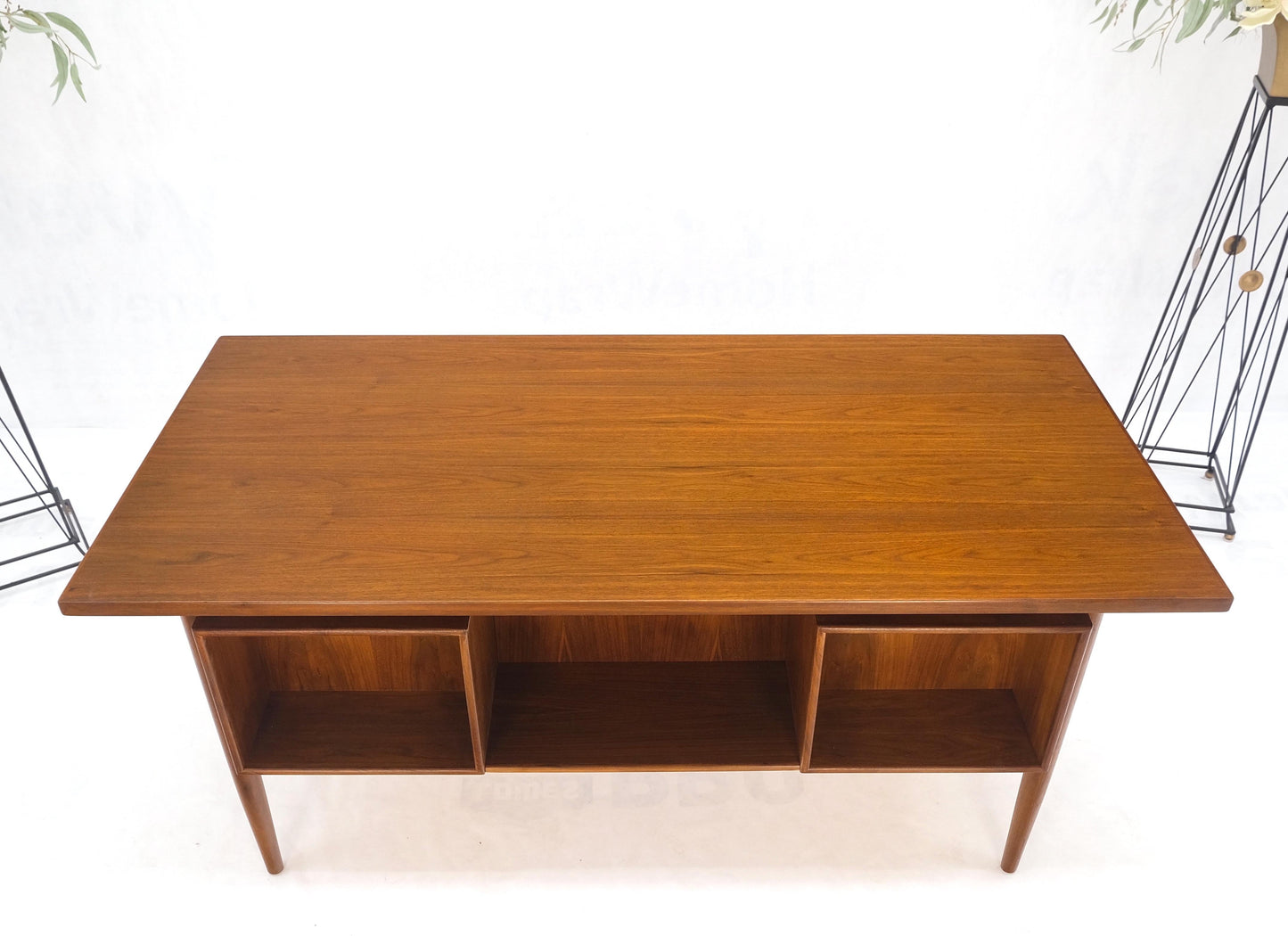 Danish Mid-Century Modern Floating Teak Desk Bookcase File Drawer Key Mint!