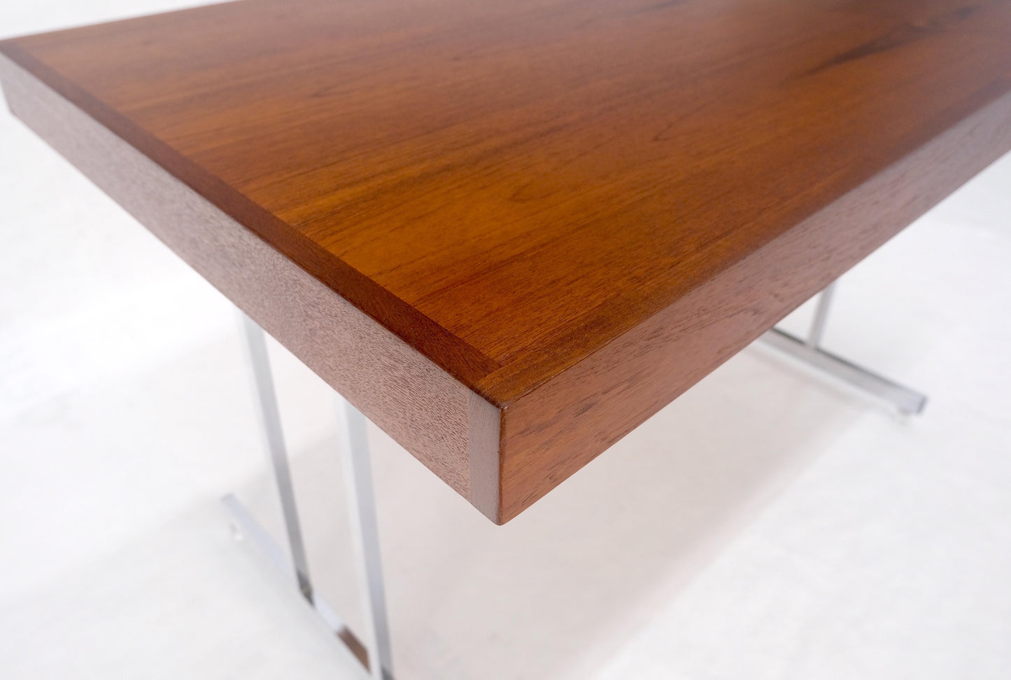 EstablishedLines Danish Mid Century Modern Teak Top Chrome Legs Folding Desk Mint