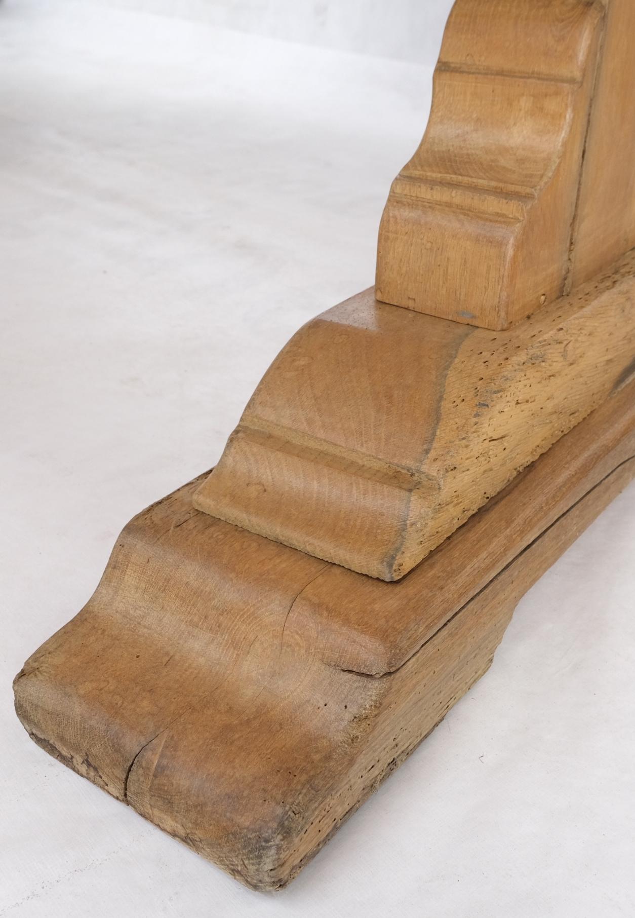 EstablishedLines Large Antique Solid Oak Slab Top Trestle Farm Dining Conference Table