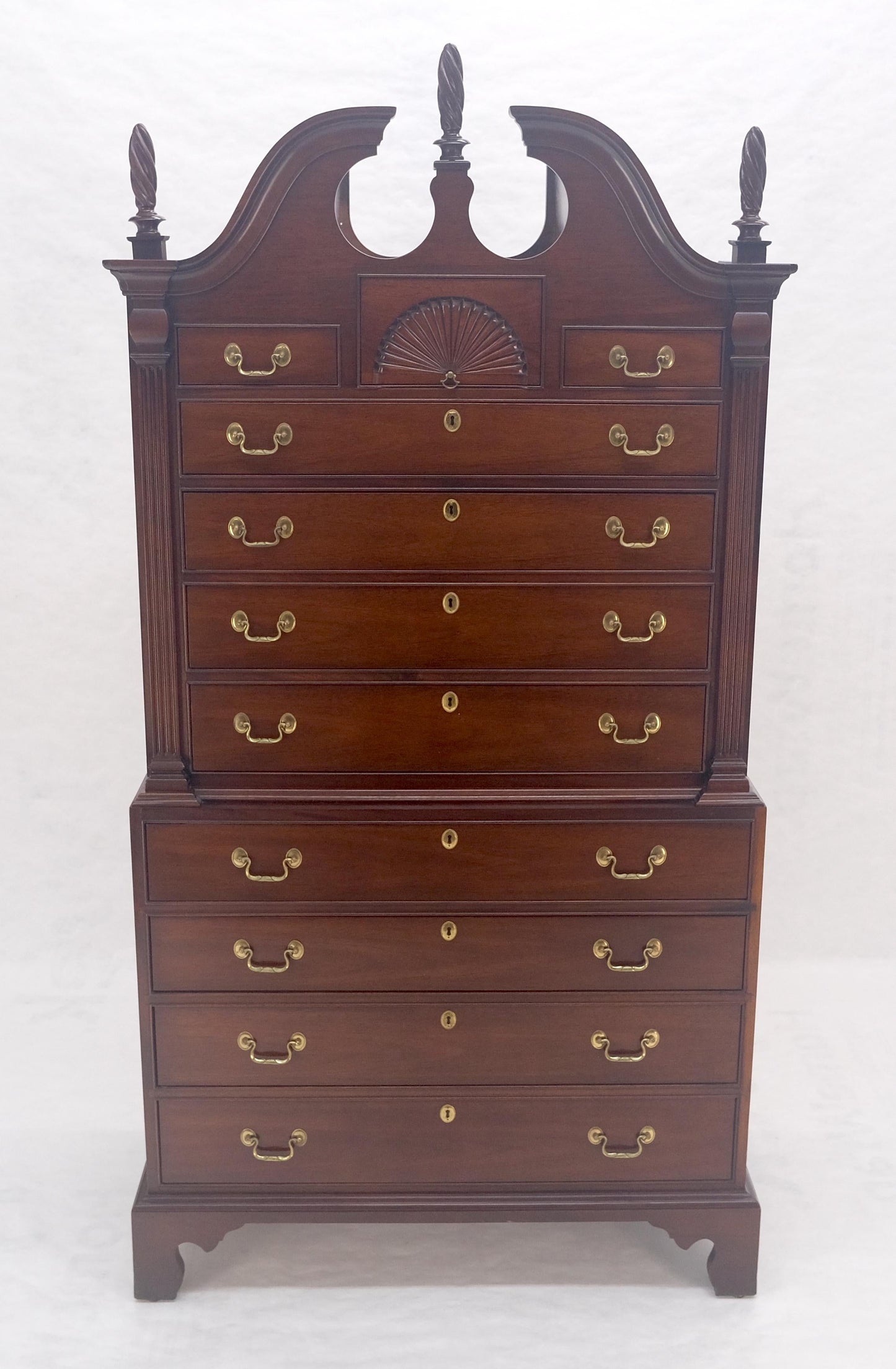 EstablishedLines Mahagony 83" Tall 11 Drawers Finials Highboy Chest Dresser Chippendale MINT