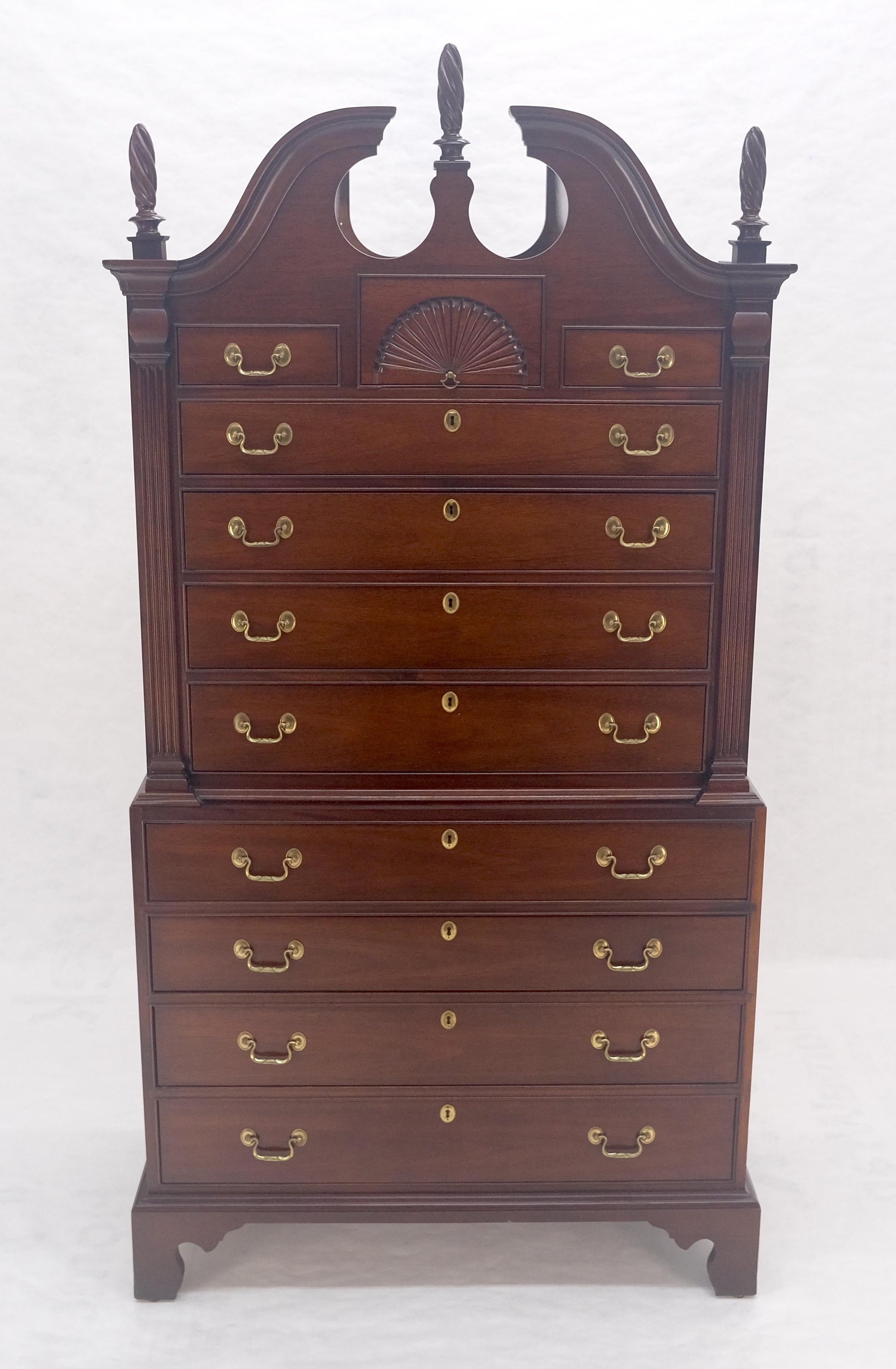 EstablishedLines Mahagony 83" Tall 11 Drawers Finials Highboy Chest Dresser Chippendale MINT