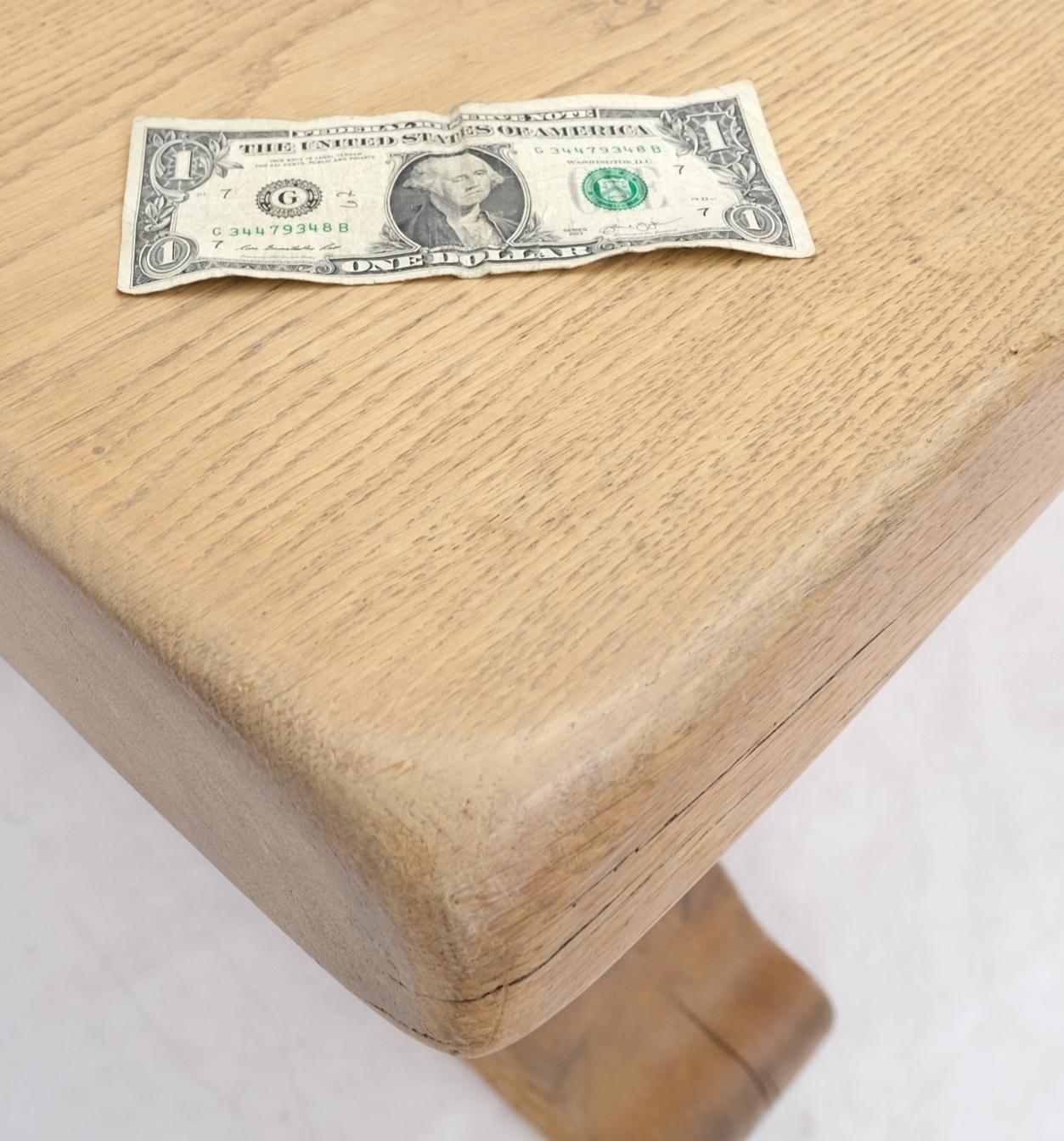 EstablishedLines Large Antique Solid Oak Slab Top Trestle Farm Dining Conference Table