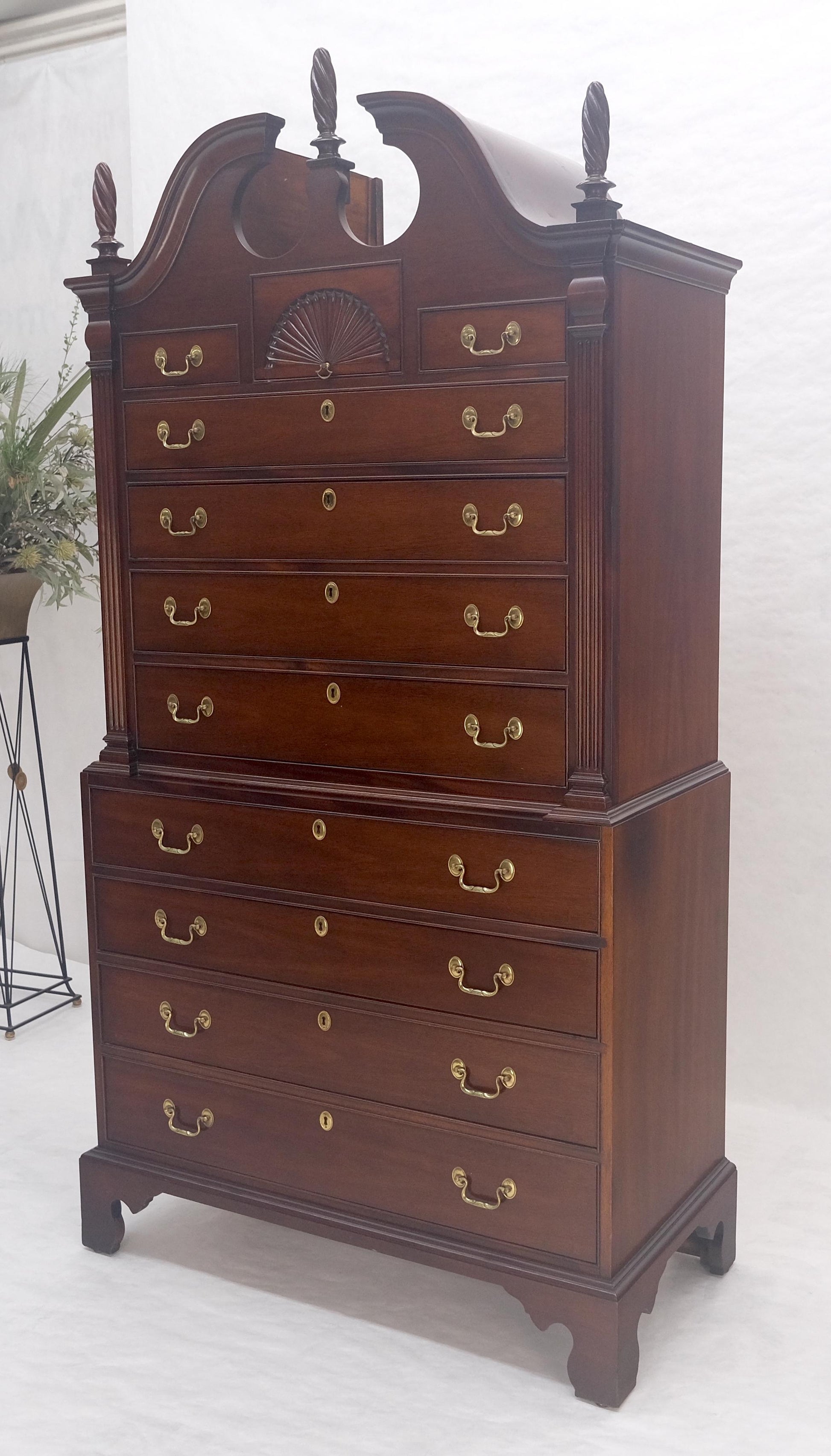 EstablishedLines Mahagony 83" Tall 11 Drawers Finials Highboy Chest Dresser Chippendale MINT