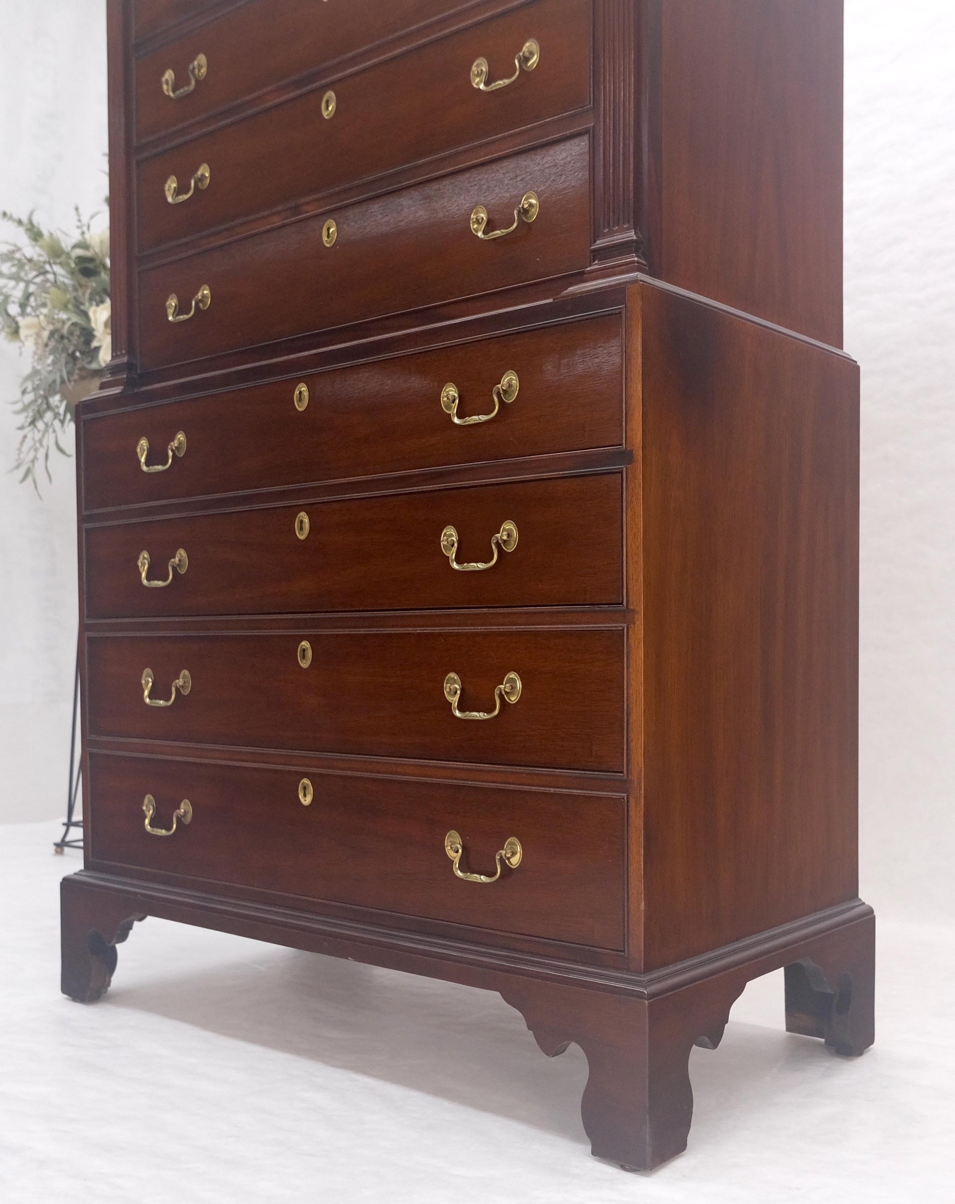EstablishedLines Mahagony 83" Tall 11 Drawers Finials Highboy Chest Dresser Chippendale MINT