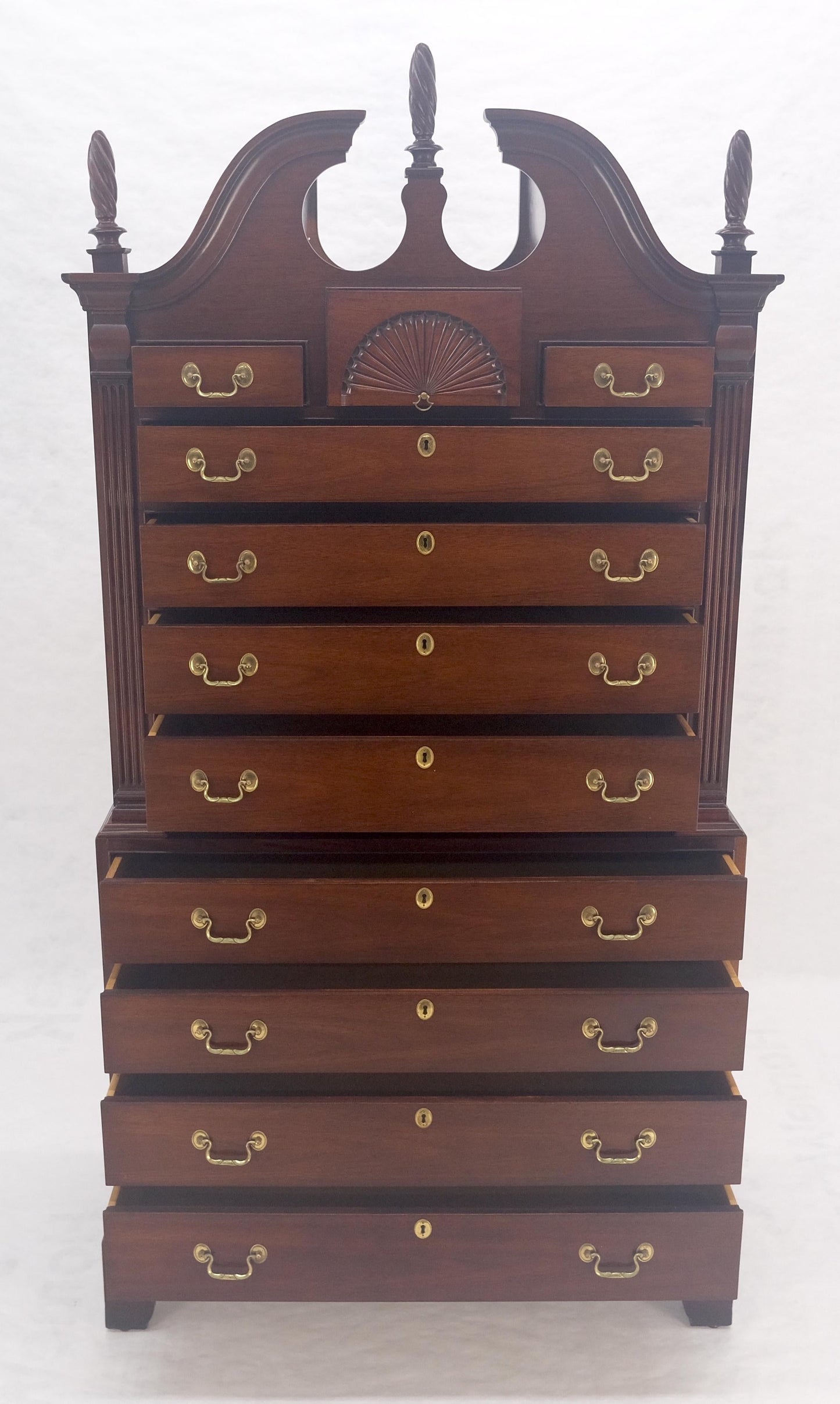 EstablishedLines Mahagony 83" Tall 11 Drawers Finials Highboy Chest Dresser Chippendale MINT