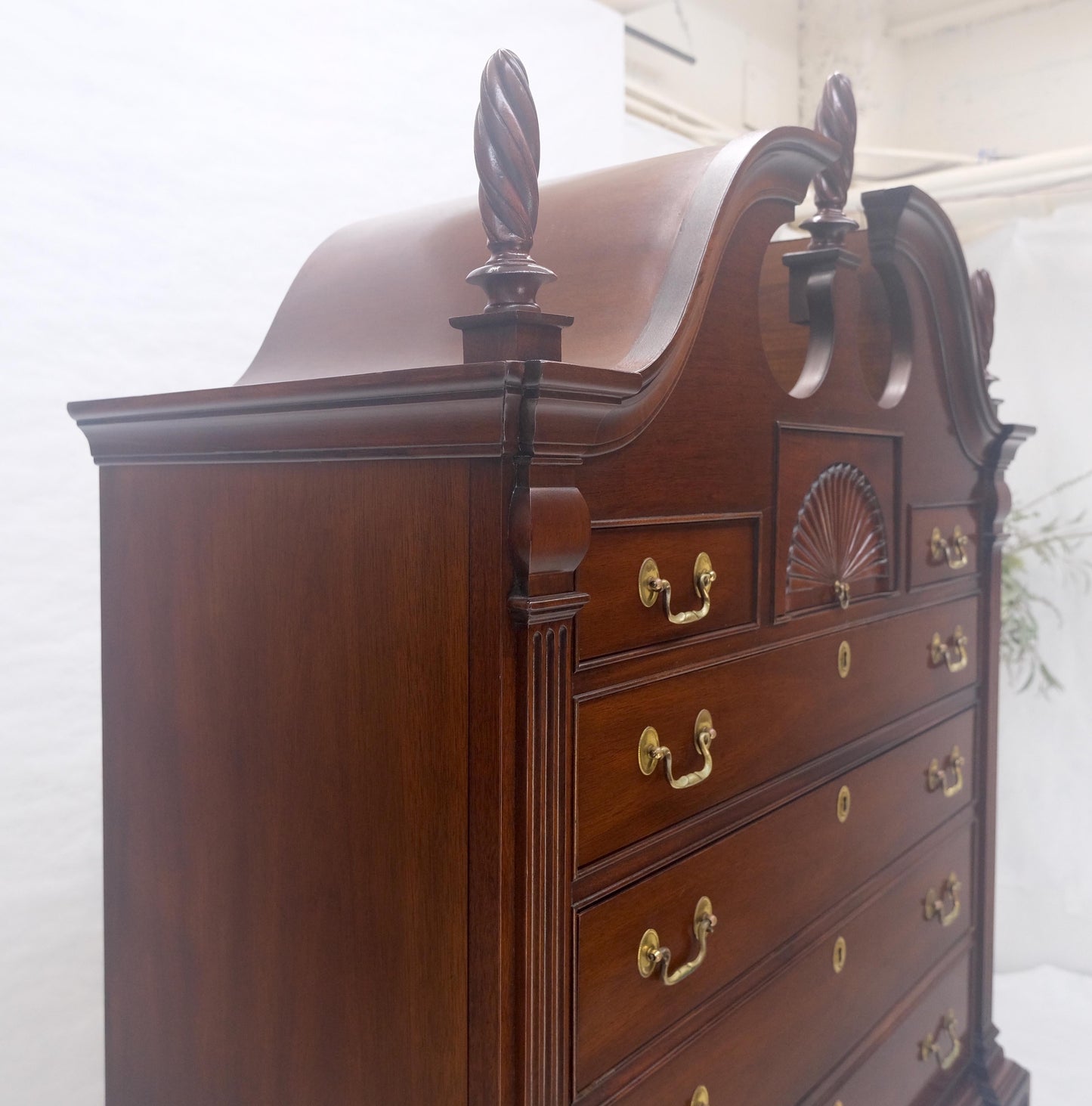 EstablishedLines Mahagony 83" Tall 11 Drawers Finials Highboy Chest Dresser Chippendale MINT