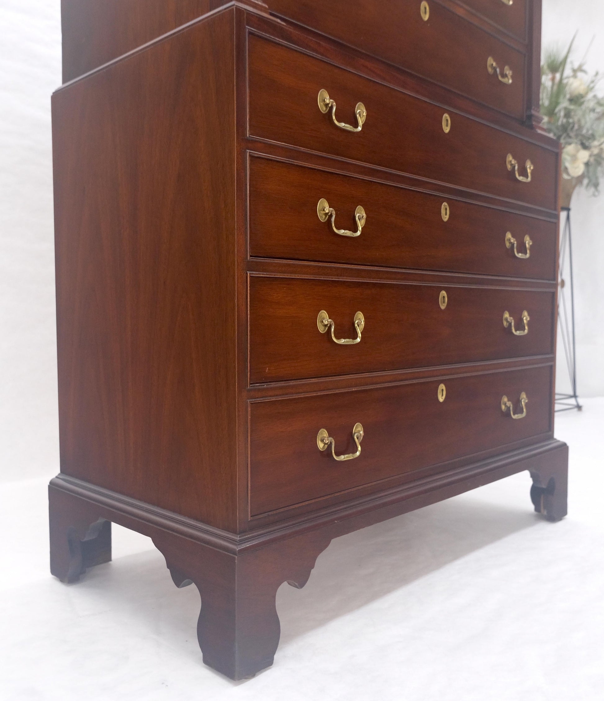 EstablishedLines Mahagony 83" Tall 11 Drawers Finials Highboy Chest Dresser Chippendale MINT
