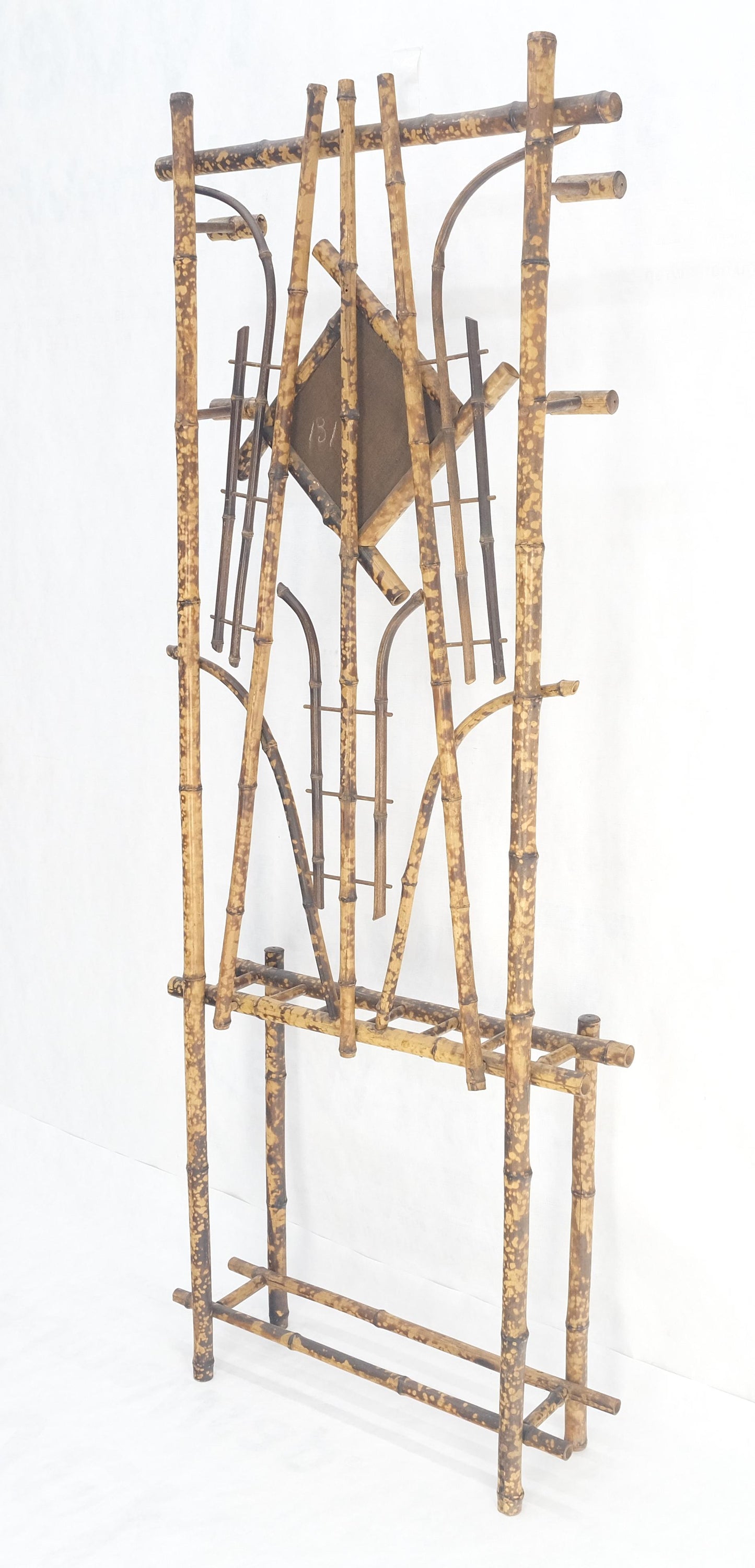 EstablishedLines Burnt Bamboo Decorative Wall Coat Rack Mirror Umbrella Stand MINT!
